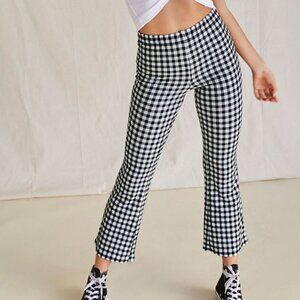 Gingham flare pants